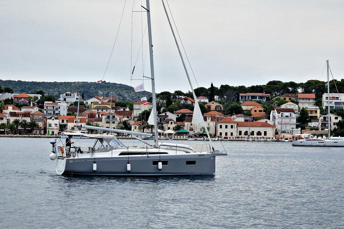 Exterior view of Loy, a Beneteau Oceanis 34.1 sailboat at Općina Rogoznica, Croatia