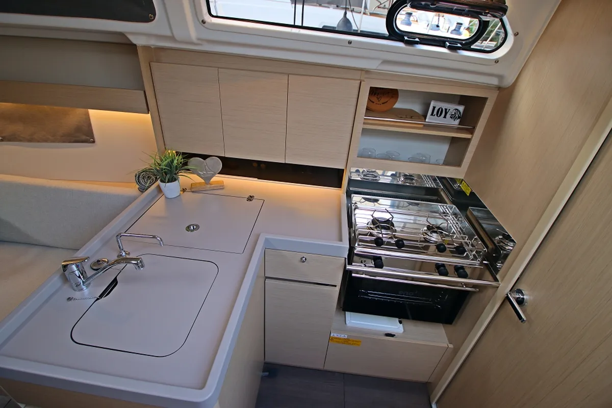 Galley of Loy, a Beneteau Oceanis 34.1 sailboat at Općina Rogoznica, Croatia