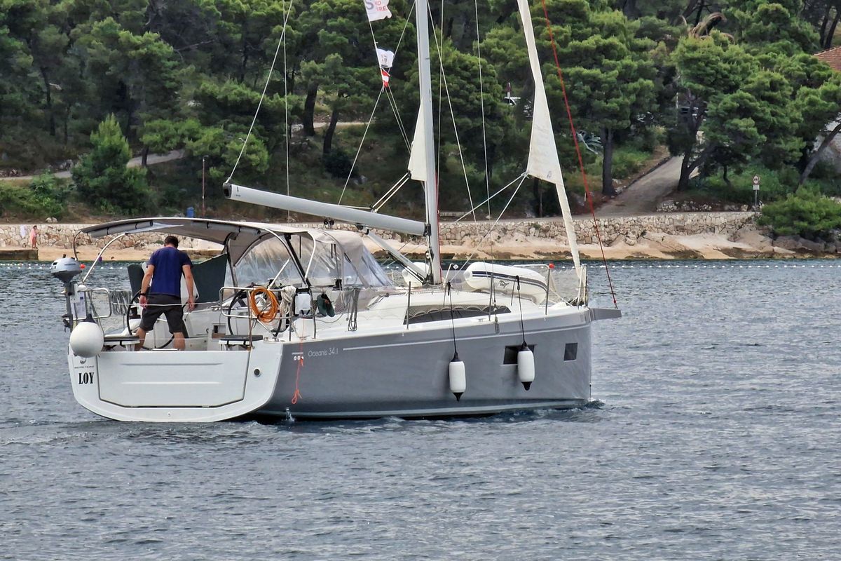 Exterior view of Loy, a Beneteau Oceanis 34.1 sailboat at Općina Rogoznica, Croatia