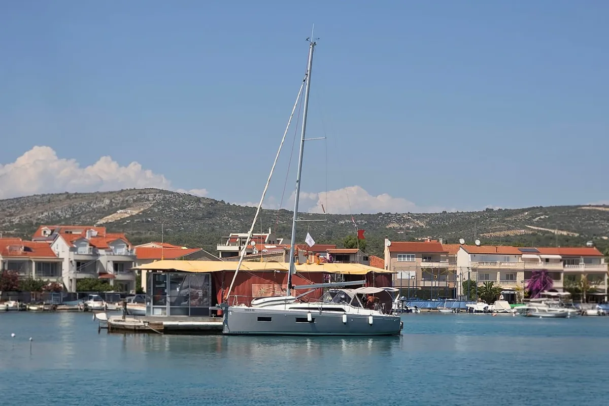 Exterior view of Loy, a Beneteau Oceanis 34.1 sailboat at Općina Rogoznica, Croatia