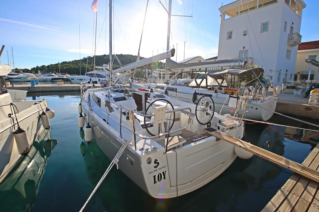 Exterior view of Loy, a Beneteau Oceanis 34.1 sailboat at Općina Rogoznica, Croatia