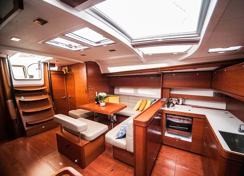 Salon of Kazka, a Dufour Exclusive 56 sailboat at Primošten, Croatia