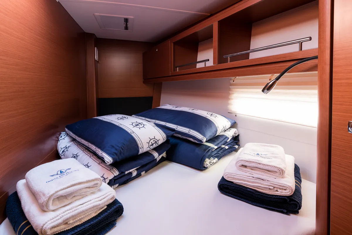 Cabin on Kazka, a Dufour Exclusive 56 sailboat at Primošten, Croatia