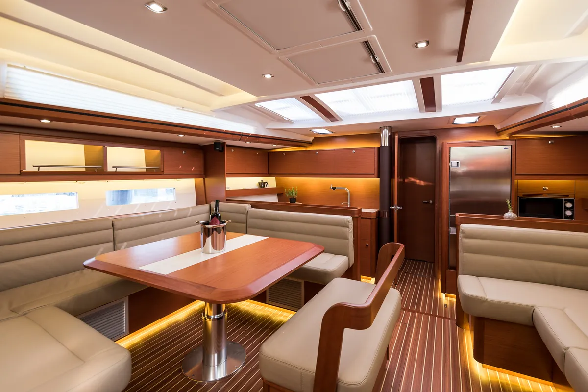 Salon of Kazka, a Dufour Exclusive 56 sailboat at Primošten, Croatia