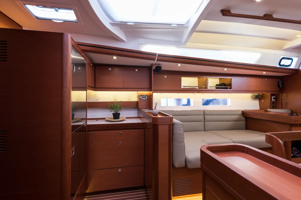 Salon of Kazka, a Dufour Exclusive 56 sailboat at Primošten, Croatia