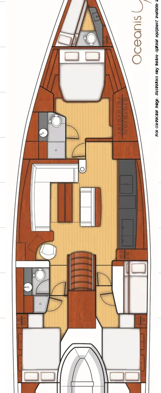 Floor plan of Thora Helen , a Beneteau Oceanis Yacht 62 - 4 + 1 sailboat at Seget Donji, Croatia