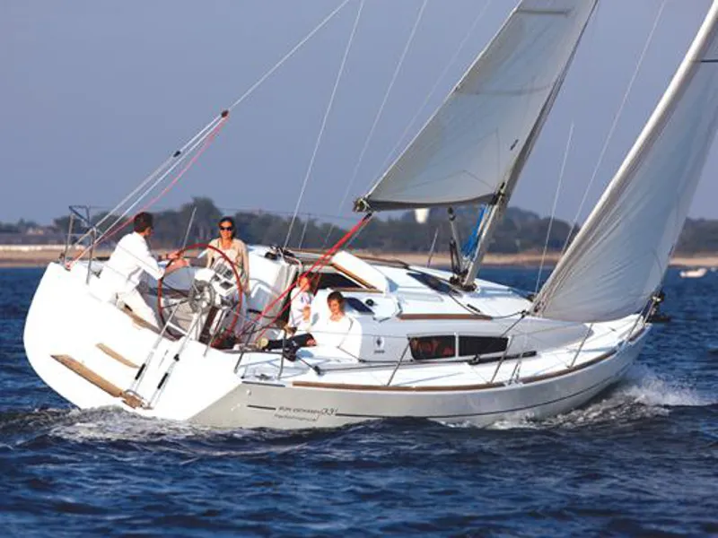 Exterior view of Bilis, a Jeanneau Sun Odyssey 36i sailboat at Municipal Unit of Lefkada, Greece