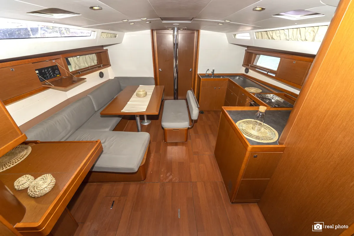 Galley of Anthea, a Beneteau Oceanis 48 sailboat at Puntone di Scarlino, Italy