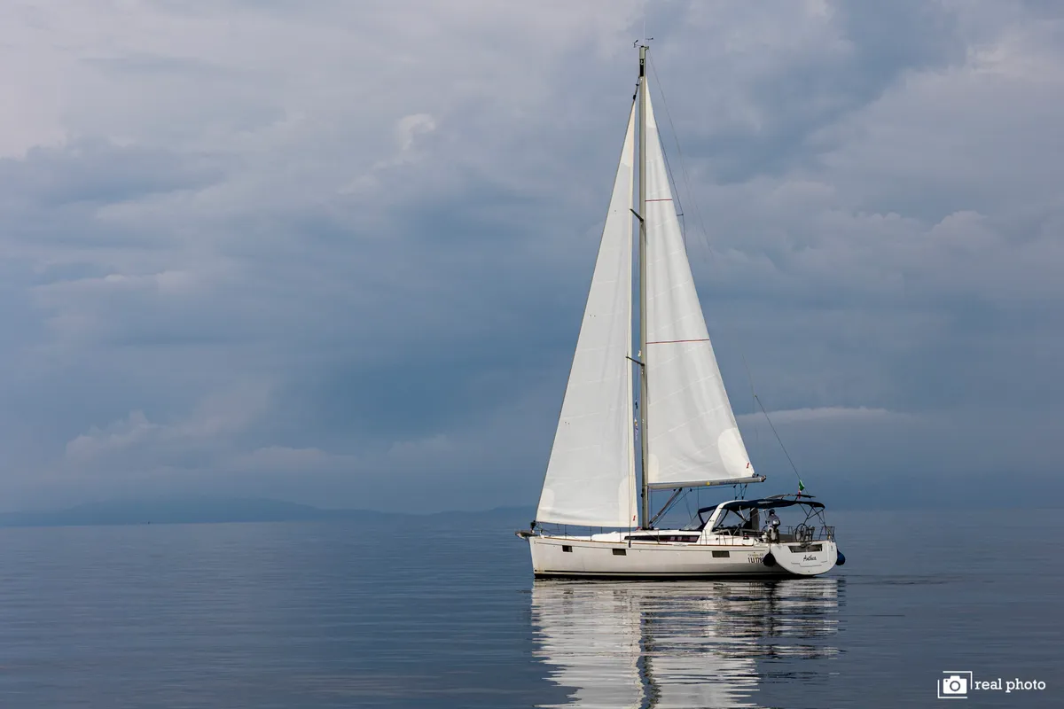 Exterior view of Anthea, a Beneteau Oceanis 48 sailboat at Puntone di Scarlino, Italy