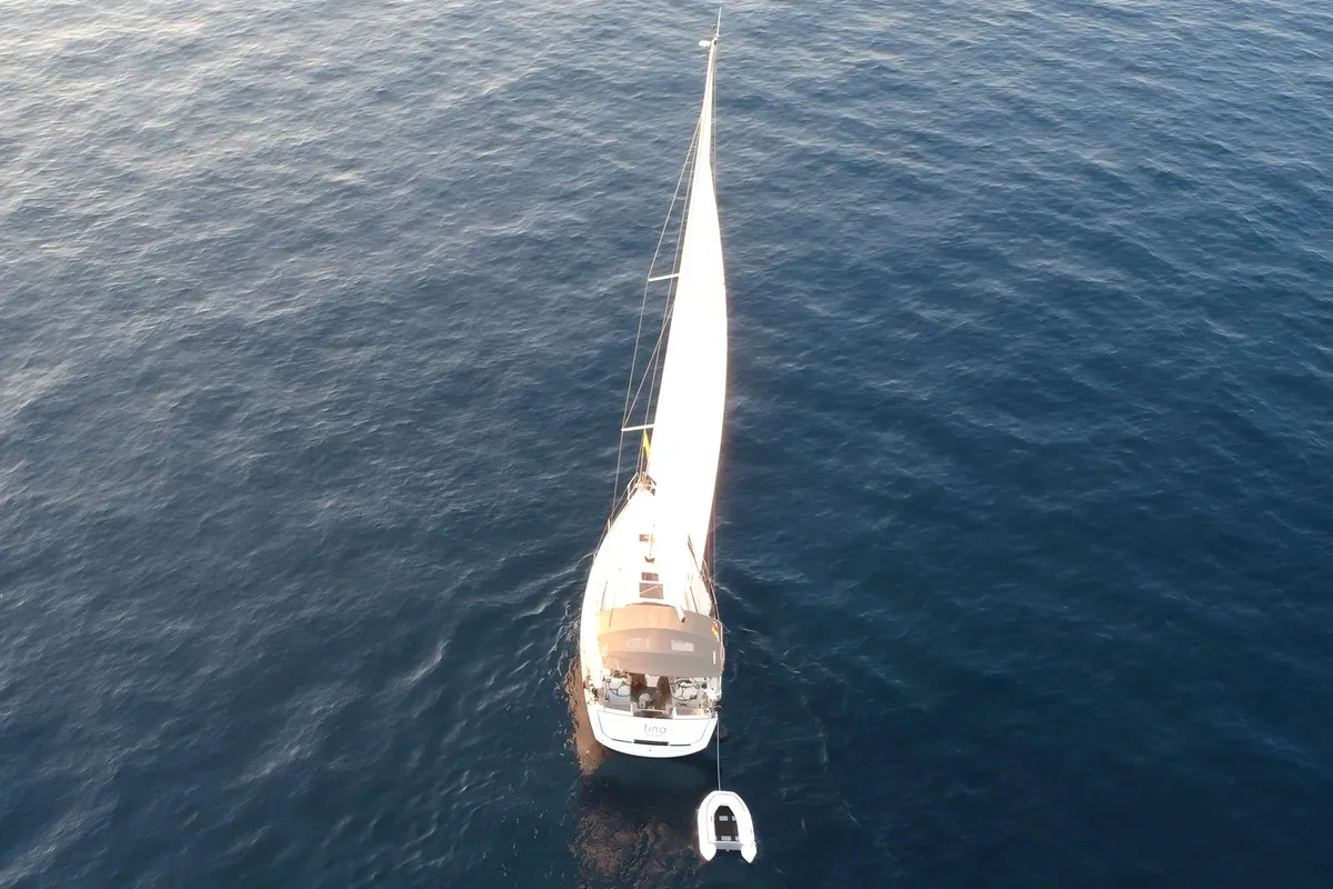 Exterior view of Tina, a Jeanneau Sun Odyssey 389 sailboat at Grad Pula, Croatia