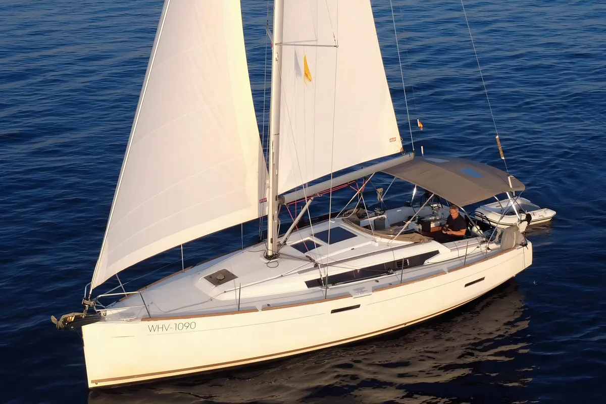 Exterior view of Tina, a Jeanneau Sun Odyssey 389 sailboat at Grad Pula, Croatia