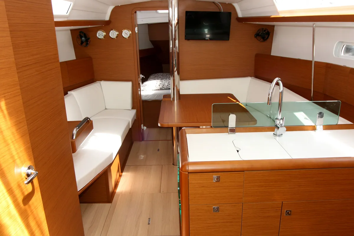 Salon of Tina, a Jeanneau Sun Odyssey 389 sailboat at Grad Pula, Croatia