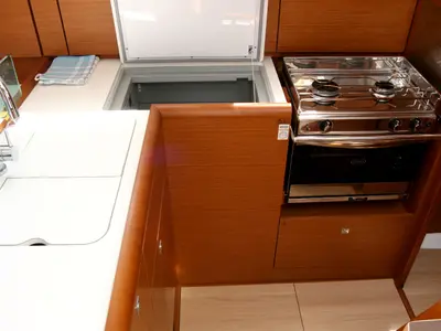 Galley of Tina, a Jeanneau Sun Odyssey 389 sailboat at Grad Pula, Croatia