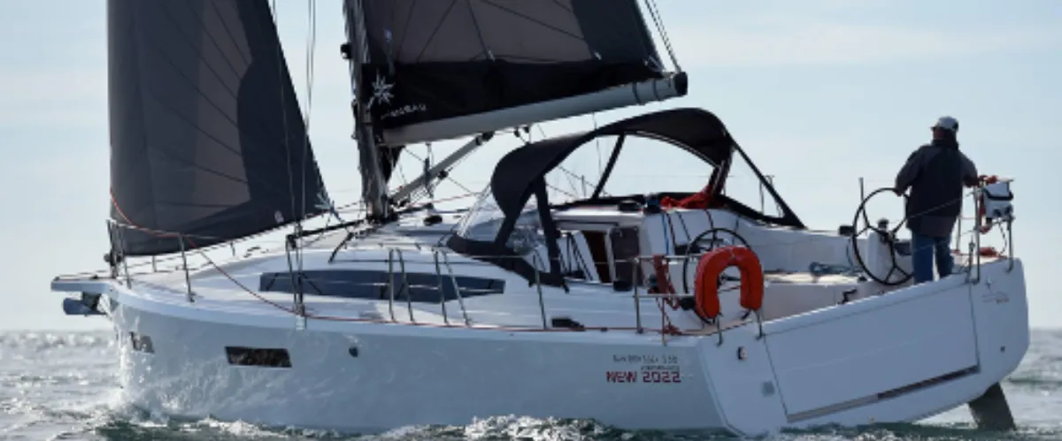 Exterior view of Sunny, a Jeanneau Sun Odyssey 380 sailboat at Vallauris, France