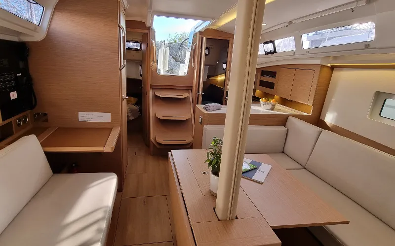 Salon of Sunny, a Jeanneau Sun Odyssey 380 sailboat at Vallauris, France