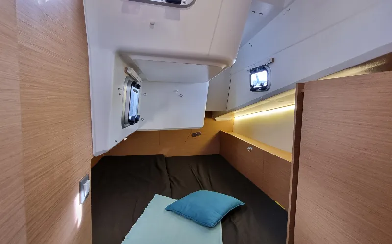 Cabin on Sunny, a Jeanneau Sun Odyssey 380 sailboat at Vallauris, France
