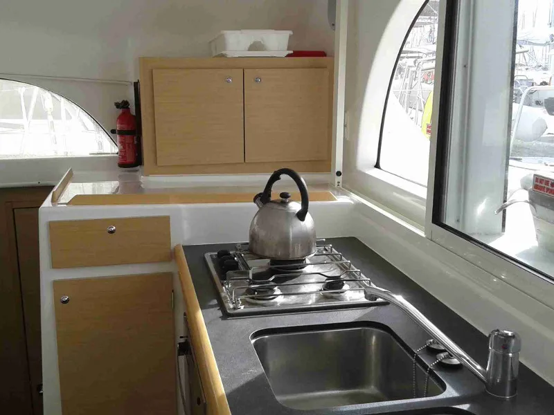 Galley of Pegasus, a Lagoon 380 S2 catamaran at Municipal Unit of Rhodes, Greece