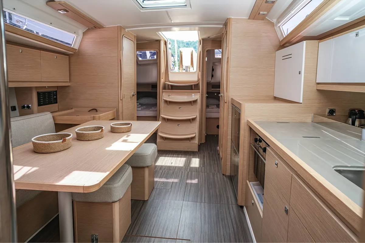 Galley of Paris, a Dufour 390 sailboat at Fethiye, Turkey