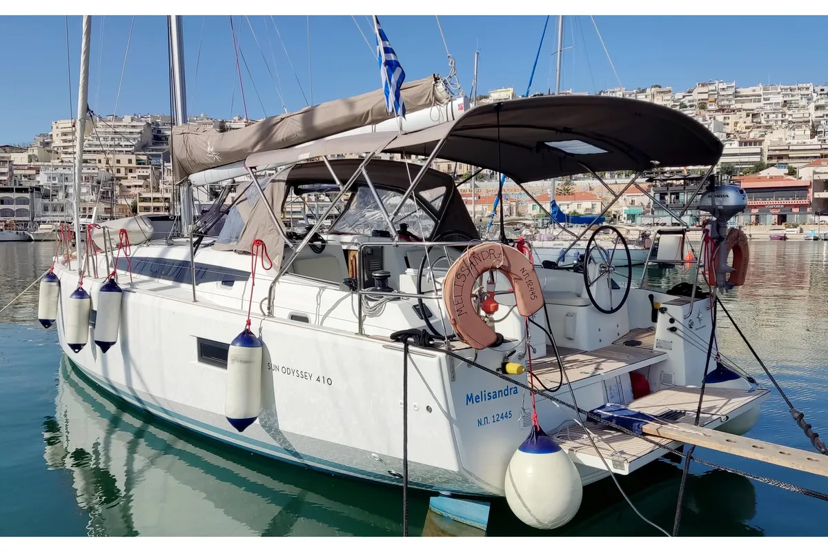 Melisandra, a Jeanneau Sun Odyssey 410 sailboat at Piraeus, Greece