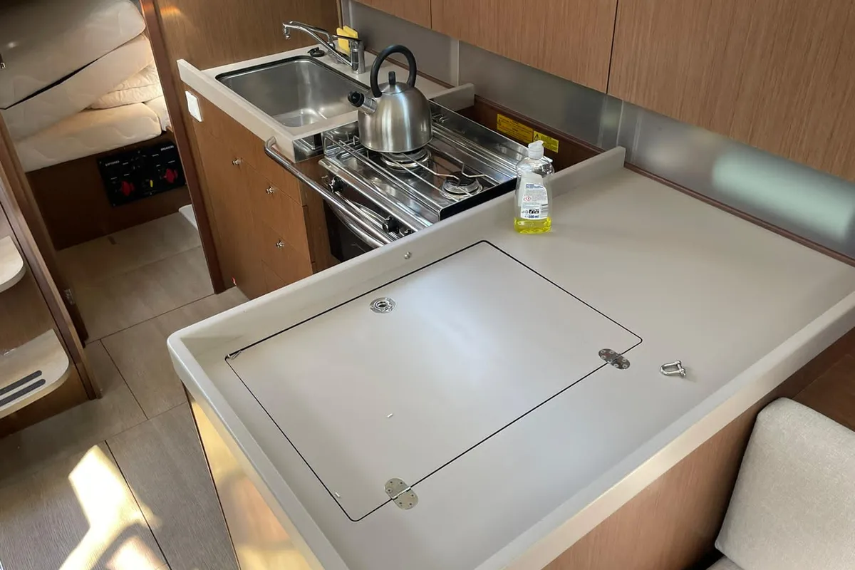 Galley of RITA, a Beneteau Oceanis 41.1 sailboat at Sukošan, Croatia