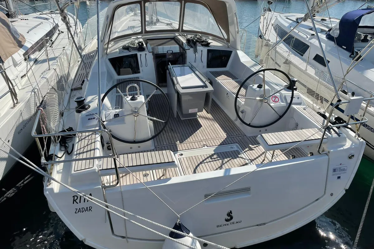 Cockpit of RITA, a Beneteau Oceanis 41.1 sailboat at Sukošan, Croatia
