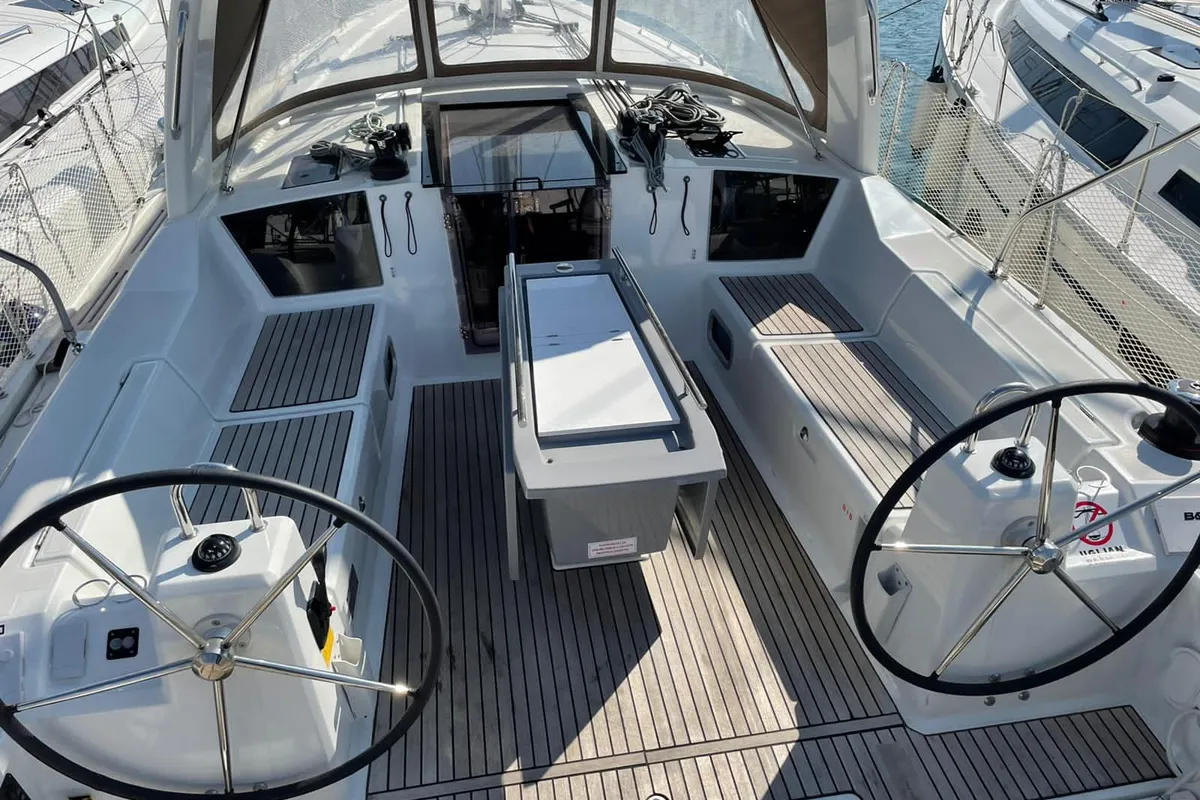 Cockpit of RITA, a Beneteau Oceanis 41.1 sailboat at Sukošan, Croatia