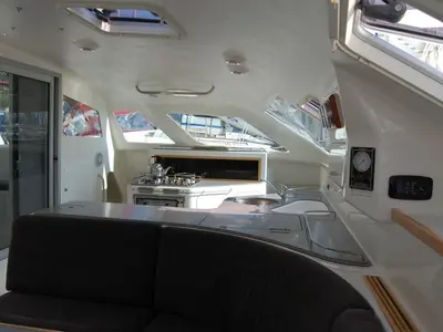 Salon of Alboran Ron Punch (Majorca), a Voyage 440 catamaran at es Jonquet, Spain