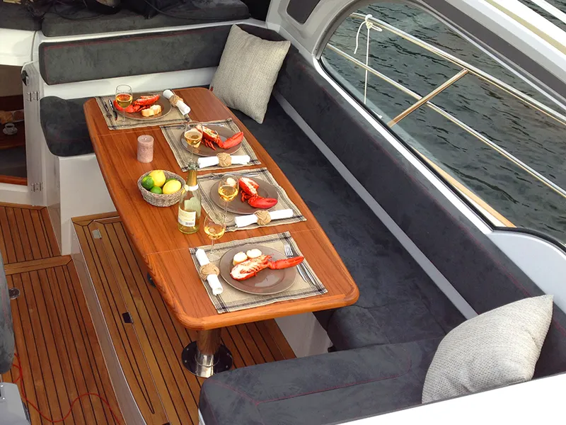 Salon of Morski konjic, a Marex 320 ACC motor yacht at Grad Šibenik, Croatia