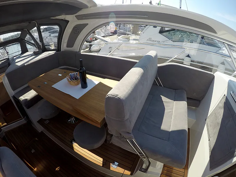 Salon of Morski konjic, a Marex 320 ACC motor yacht at Grad Šibenik, Croatia