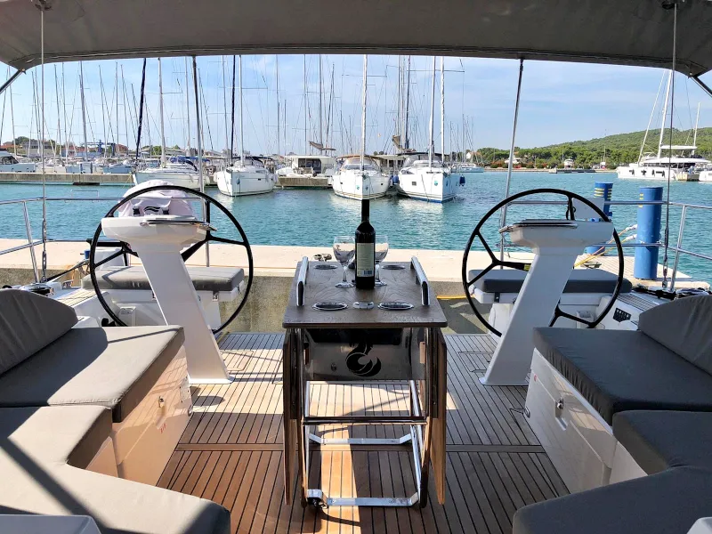 Cockpit of Pearl Dreams, a Beneteau Oceanis 51.1 sailboat at Općina Sukošan, Croatia