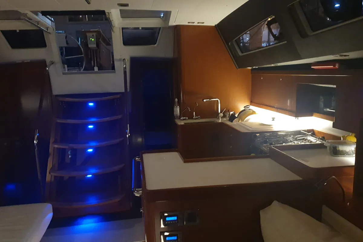 Salon of Premium +, a Beneteau Oceanis 60 sailboat at Municipal Unit of Lefkada, Greece
