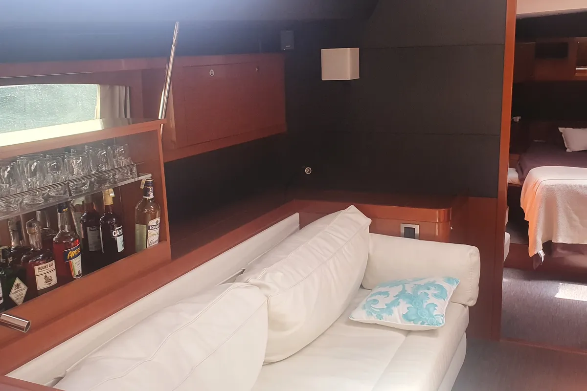 Salon of Premium +, a Beneteau Oceanis 60 sailboat at Municipal Unit of Lefkada, Greece