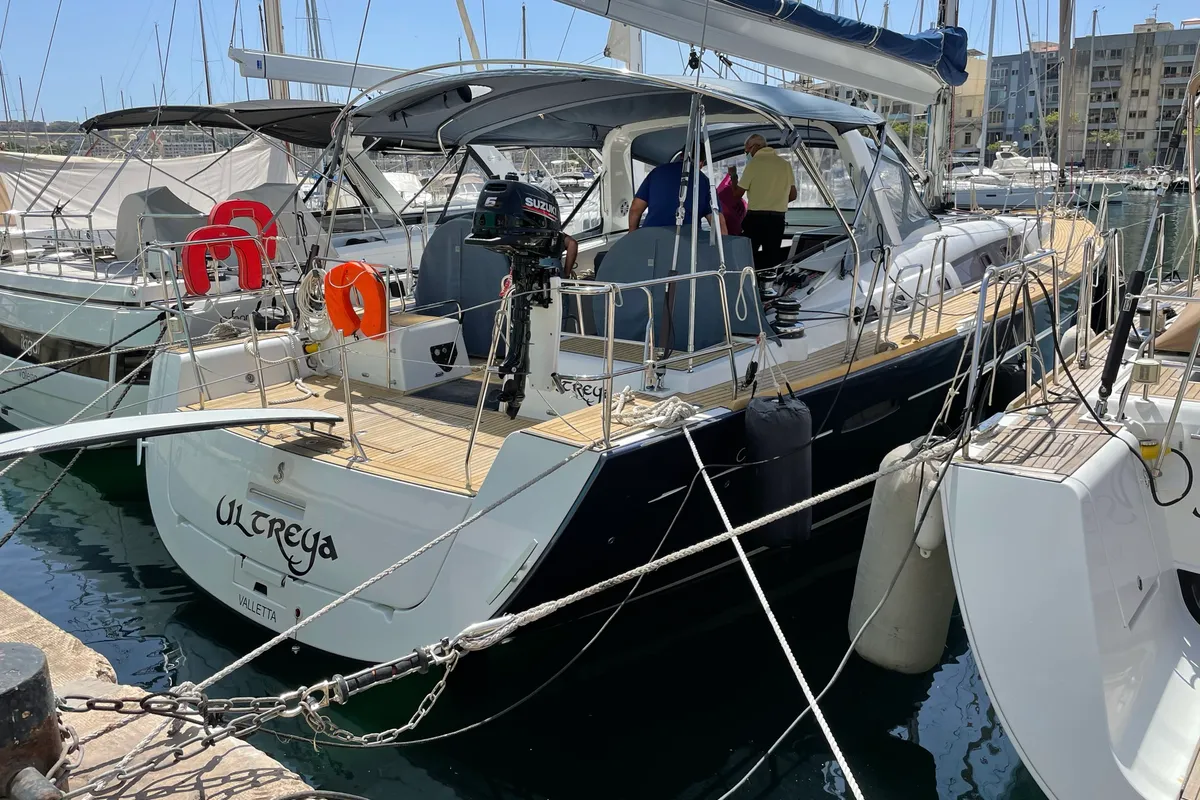 Exterior view of Premium +, a Beneteau Oceanis 60 sailboat at Municipal Unit of Lefkada, Greece