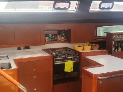 Galley of Premium +, a Beneteau Oceanis 60 sailboat at Municipal Unit of Lefkada, Greece
