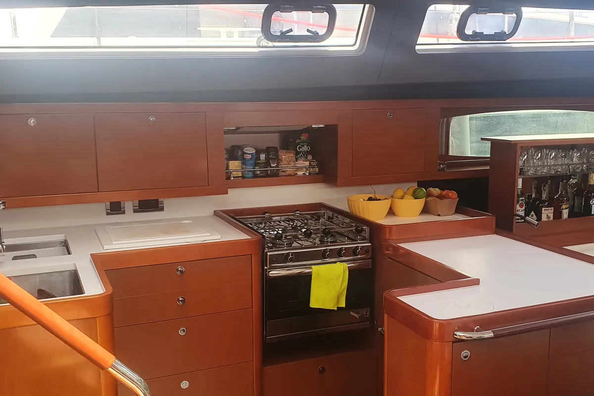 Galley of Premium +, a Beneteau Oceanis 60 sailboat at Municipal Unit of Lefkada, Greece