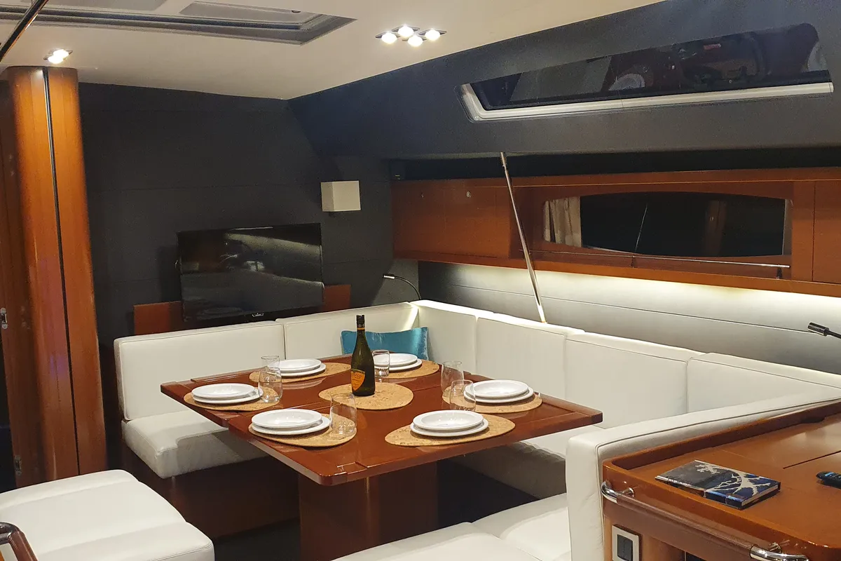 Salon of Premium +, a Beneteau Oceanis 60 sailboat at Municipal Unit of Lefkada, Greece