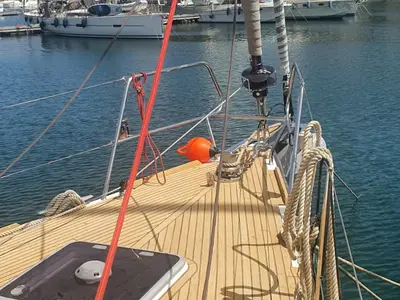 Deck of Premium +, a Beneteau Oceanis 60 sailboat at Municipal Unit of Lefkada, Greece