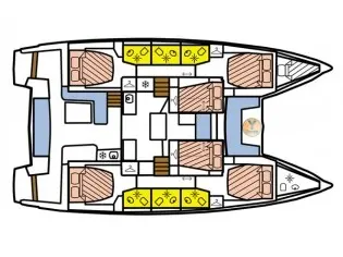 Floor plan of Cabin O01 (LF), a Lagoon 50 catamaran at Roche Caiman, Seychelles