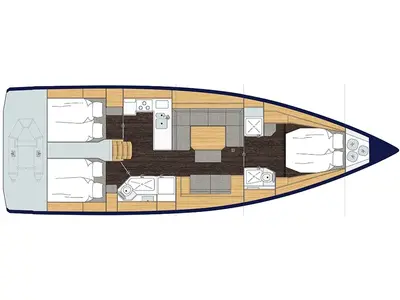 Floor plan of Wahlheimat, a Bavaria C45 Style sailboat at Primošten, Croatia