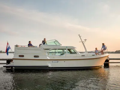 Exterior view of Luna Elise, a Linssen Grand Sturdy 35.0 AC motor yacht at Kinrooi, Belgium