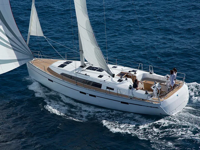 Exterior view of AF-B46C, a Bavaria Cruiser 46 sailboat at Athens, Greece