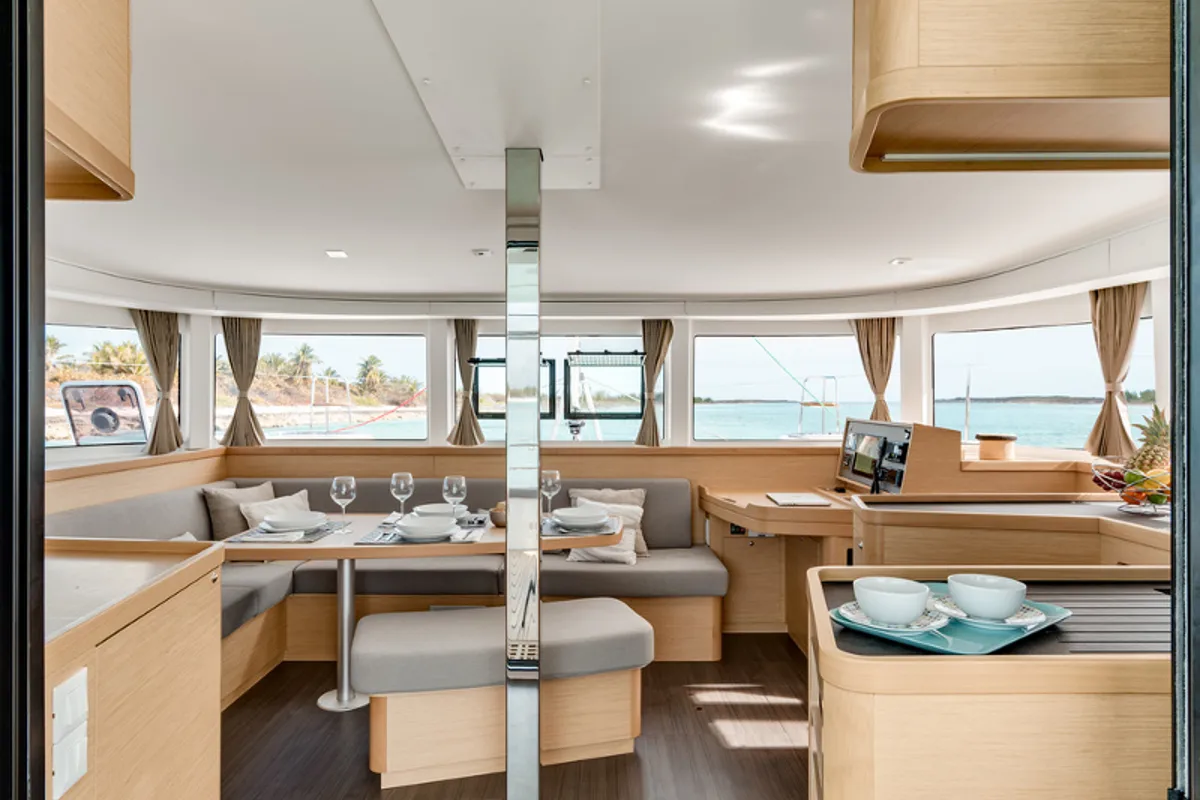 Salon of Forward Cabin #2, a Lagoon 42 catamaran at Municipal Unit of Lefkada, Greece