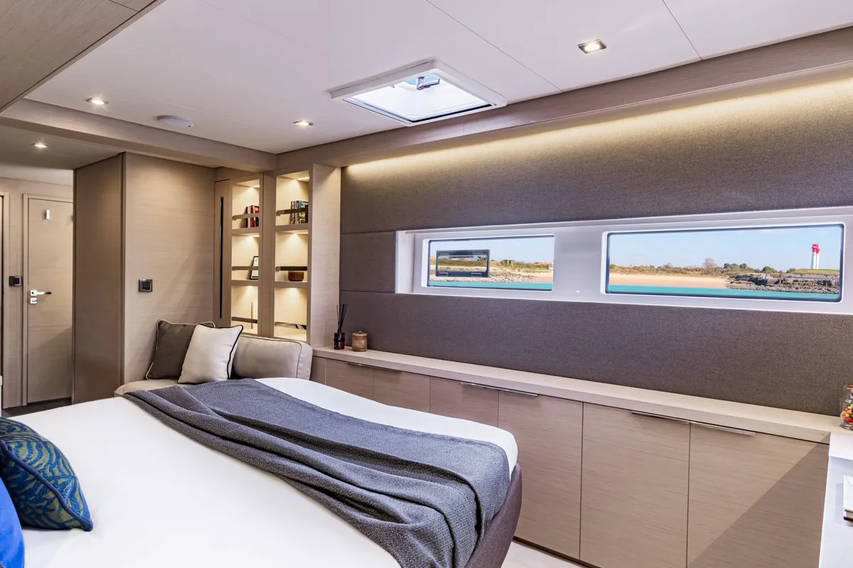 Cabin on Premium +, a Lagoon 55 catamaran at Trapani, Italy