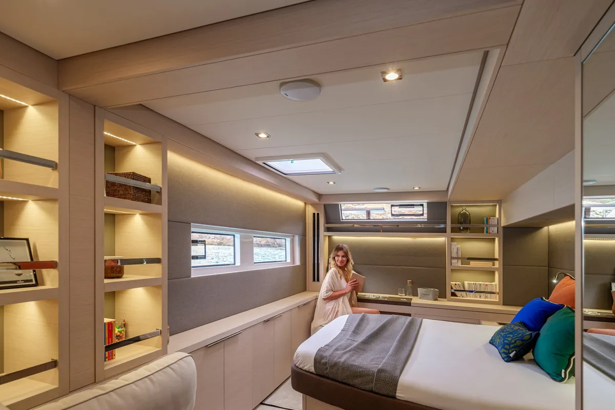 Cabin on Premium +, a Lagoon 55 catamaran at Trapani, Italy