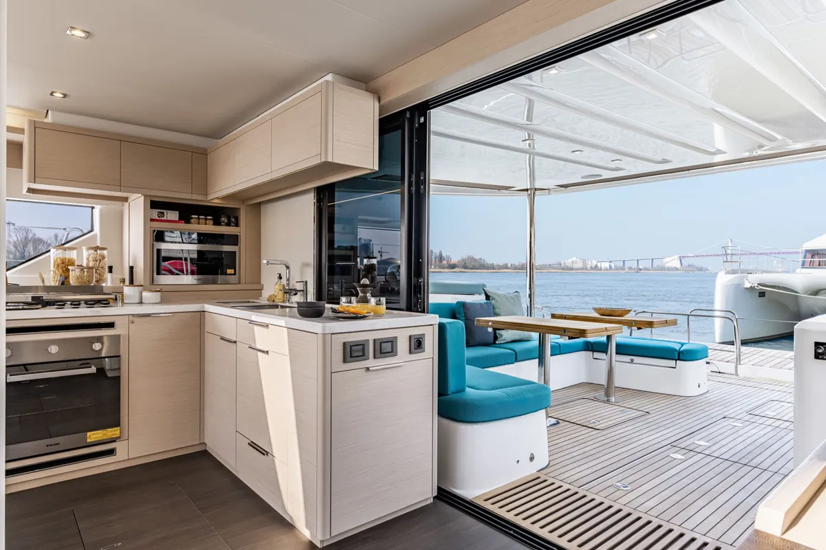 Galley of Premium +, a Lagoon 55 catamaran at Trapani, Italy