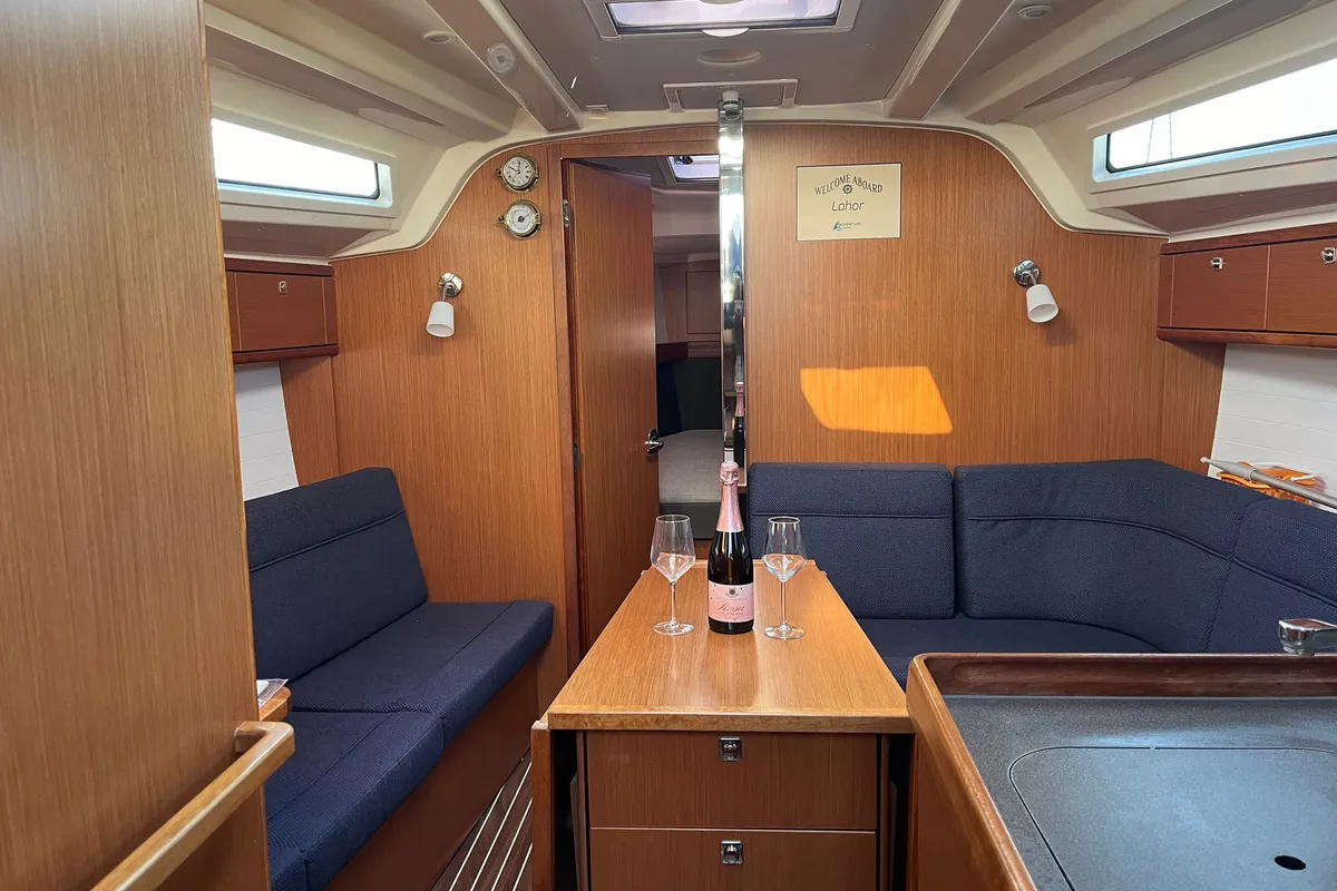 Salon of Lahor, a Bavaria Cruiser 37 sailboat at Sukošan, Croatia