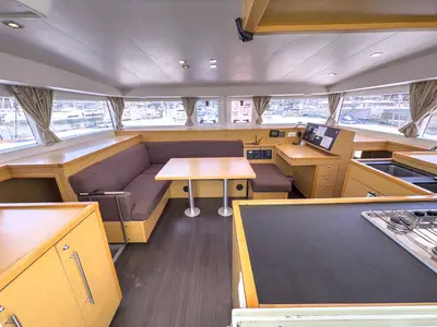 Salon of Yolamare, a Lagoon 400 S2 catamaran at Grad Pula, Croatia