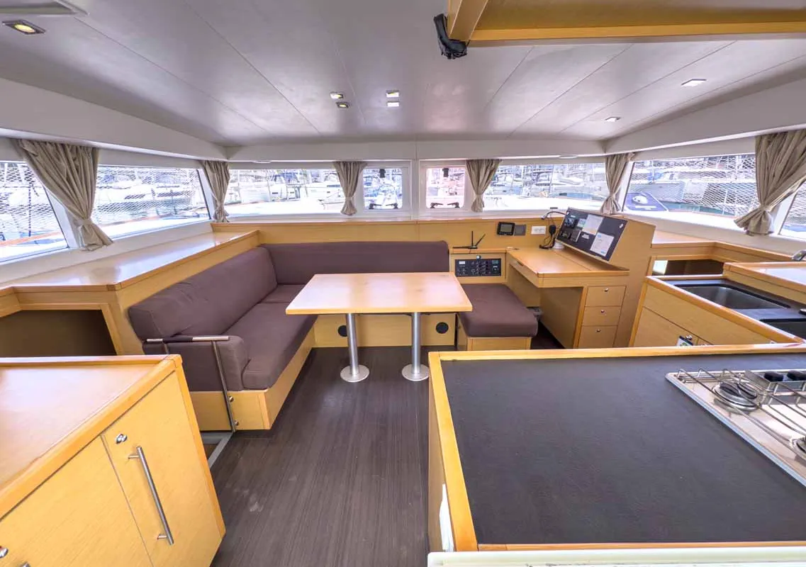 Salon of Yolamare, a Lagoon 400 S2 catamaran at Grad Pula, Croatia