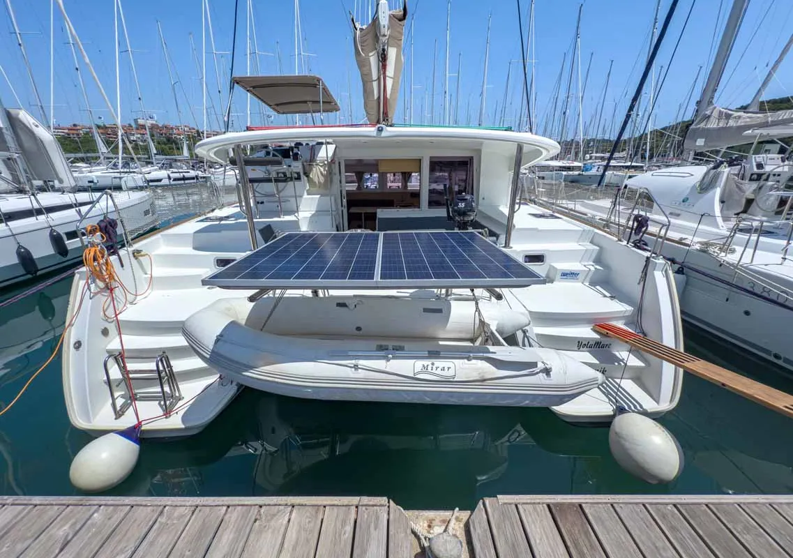 Exterior view of Yolamare, a Lagoon 400 S2 catamaran at Grad Pula, Croatia