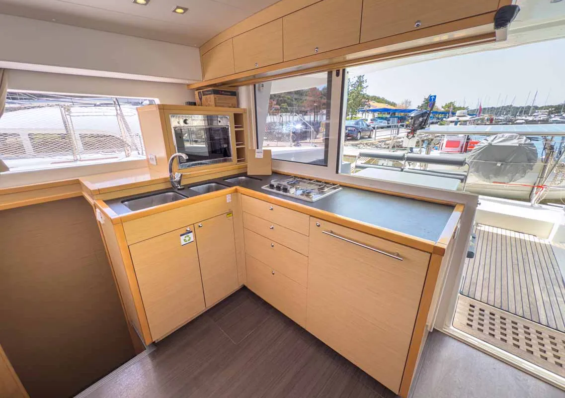 Galley of Yolamare, a Lagoon 400 S2 catamaran at Grad Pula, Croatia
